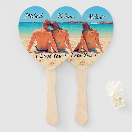 Uw foto bruiloft hand fans aangepaste naam tekst handwaaier (Voorkant en achterkant)