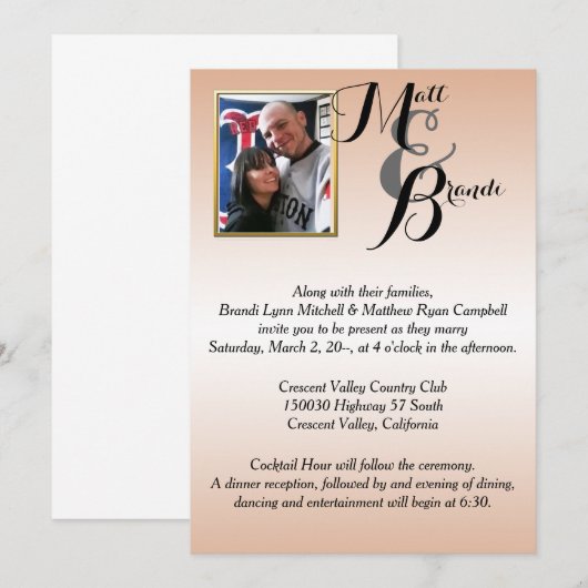 Uw foto-bruiloft kaart (Voorkant / Achterkant)