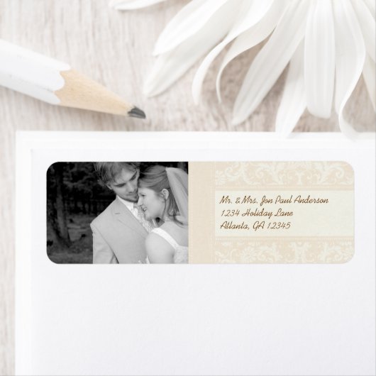 Uw foto Bruiloft  Pioen Damask Etiket (Insitu)