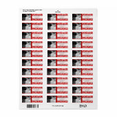 Uw foto Bruiloft  Rood Damask Etiket (Full Sheet)
