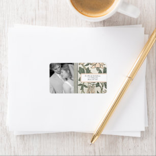 Uw foto-bruiloft  Silver Peony & Green Etiket