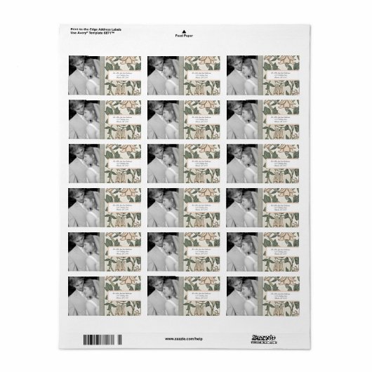 Uw foto-bruiloft  Silver Peony & Green Etiket (Full Sheet)