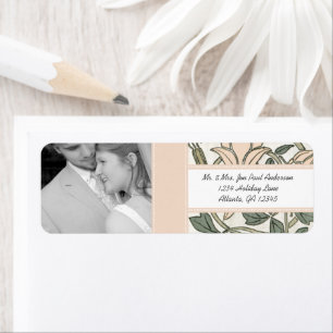 Uw foto-bruiloft  Silver Peony & Green Etiket