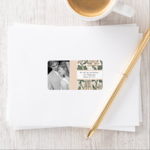 Uw foto-bruiloft  Silver Peony & Green Etiket