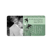 Uw foto Bruiloft  Vogelkooi RSVP Damask Etiket (Voorkant)