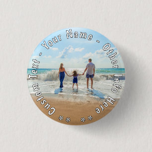 Uw Foto Button Aangepaste Tekst Gepersonaliseerde