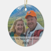 Uw foto-cadeau-Label en kerstversiering Keramisch Ornament (Links)