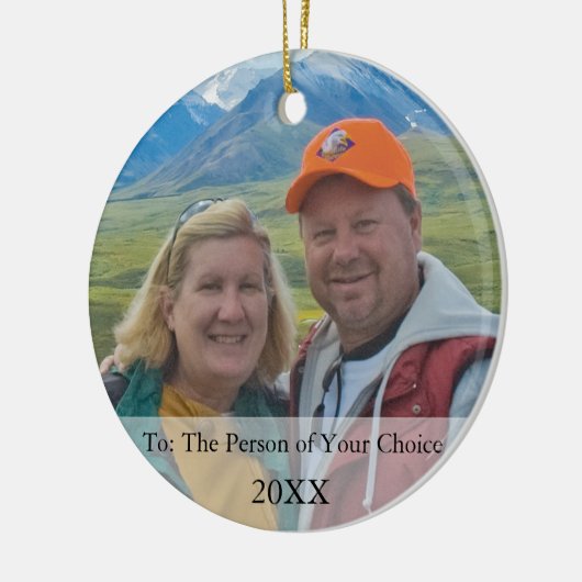 Uw foto-cadeau-Label en kerstversiering Keramisch Ornament (Links)