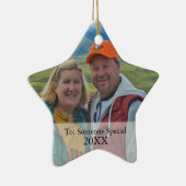 Uw foto-cadeau Label en kerstversiering Keramisch Ornament (Rechts)