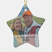 Uw foto-cadeau Label en kerstversiering Keramisch Ornament (Links)