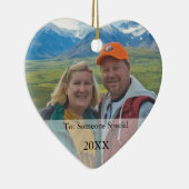 Uw foto-cadeau Label en kerstversiering Keramisch Ornament (Rechts)