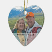 Uw foto-cadeau Label en kerstversiering Keramisch Ornament (Links)