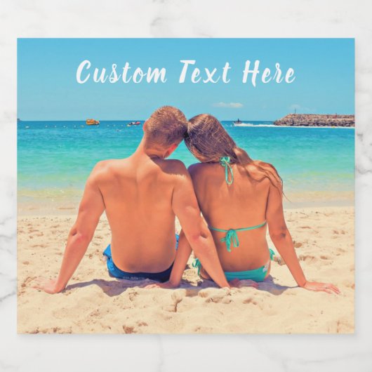 Uw foto Champagne Flesetiket met aangepaste tekst Sparkling Wijnetiket (Enkel label)