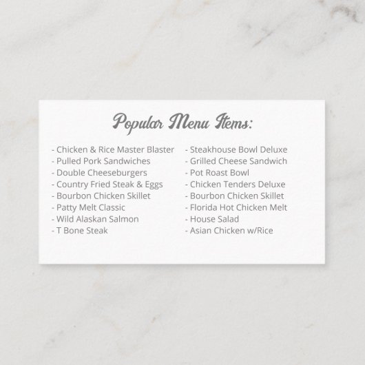 Uw foto Chef Cook Restaurant Catering Services Visitekaartje (Achterkant)