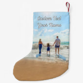 Uw foto Christmas Stocking en aangepaste tekstnaam Kleine Kerstsok (Achterkant)