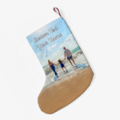 Uw foto Christmas Stocking en aangepaste tekstnaam Kleine Kerstsok (Achterkant (Hangend))