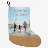 Uw foto Christmas Stocking en aangepaste tekstnaam Kleine Kerstsok (Voorkant)