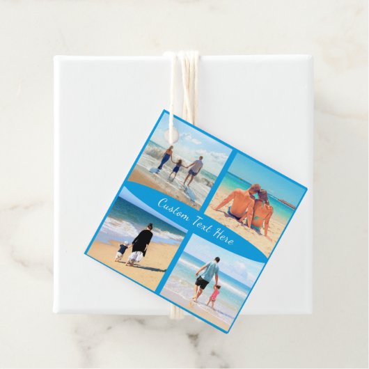 Uw Foto Collage Gift Labels met aangepaste tekst (In situ)