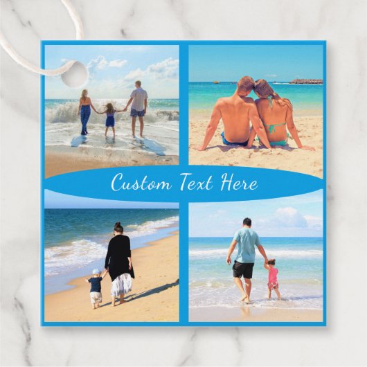 Uw Foto Collage Gift Labels met aangepaste tekst (Voorkant)