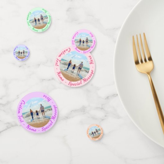 Uw foto Confetti met aangepaste tekst en kleuren (Groep)