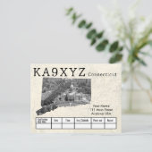 Uw foto Connecticut Shaped Cutout Custom QSL Briefkaart (Staand voorkant)