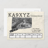 Uw foto Connecticut Shaped Cutout Custom QSL Briefkaart (Voorkant / Achterkant)