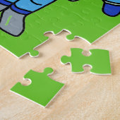 Uw foto Cute Astronaut Boy Rocket met naam Legpuzzel (Zijkant)