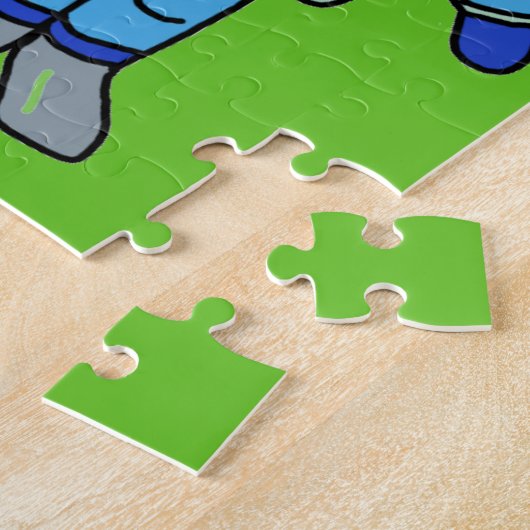 Uw foto Cute Astronaut Boy Rocket met naam Legpuzzel (Zijkant)