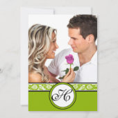 Uw foto Damask Apple Green Wedding Invitation Kaart (Voorkant)