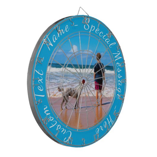 Uw Foto Dart Board Gift met aangepaste tekstnaam Dartbord (Voorkant Links)