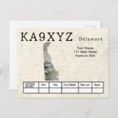 Uw foto Delaware Shaped Cutout Custom QSL Briefkaart (Voorkant / Achterkant)