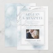 Uw foto Dusty Blue Waterverf en Willow Branch Kaart (Voorkant / Achterkant)