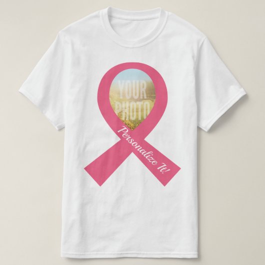 UW FOTO Eenvoudig roze lint T-shirt (Design voorkant)