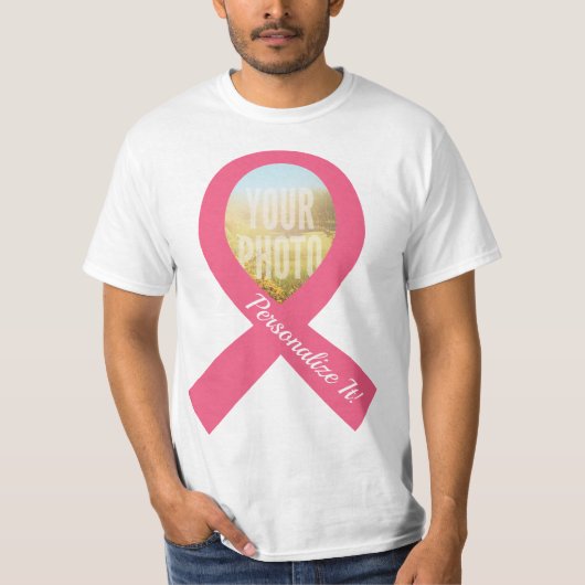 UW FOTO Eenvoudig roze lint T-shirt (Voorkant)