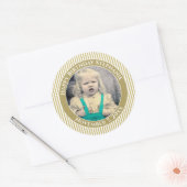 Uw foto Eenvoudige Strepen Patroon Goud/Wit Ronde Sticker (Envelop)