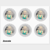 Uw foto Eenvoudige Stripes Patroon Grijs/Wit Ronde Sticker (Vel)