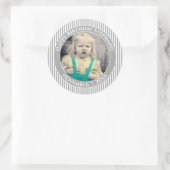 Uw foto Eenvoudige Stripes Patroon Grijs/Wit Ronde Sticker (Tas)