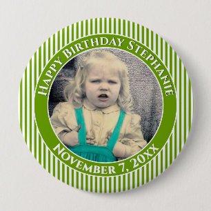 Uw foto Eenvoudige Stripes Patroon Zwart/Wit Ronde Button 4,0 Cm