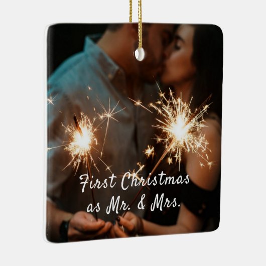 Uw foto Eerste Kerstmis Bruiloft Ornament (Rechts)