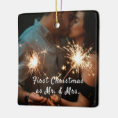 Uw foto Eerste Kerstmis Bruiloft Ornament (Links)