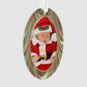 Uw foto - Elegant Gold Ruched Satin Kijk uit Ornament (voorkant)