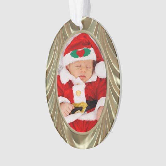 Uw foto - Elegant Gold Ruched Satin Kijk uit Ornament (voorkant)