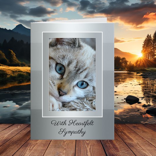 Uw foto Elegant Grey Striped Cat Sympathcard Kaart