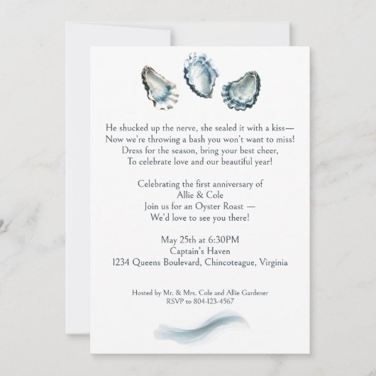 Uw foto Elegant Oyster Roast 1e Jubileum Kaart (Voorkant)