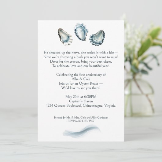 Uw foto Elegant Oyster Roast 1e Jubileum Kaart (Staand voorkant)