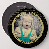 Uw foto Elke verjaardag Naam Patroon Black/Gold Ronde Button 6,0 Cm (Voorkant /achterkant)