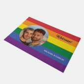 UW foto en aangepaste naam (namen) Rainbow Flag Deurmat (Schuin)