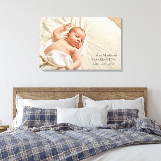 Uw foto en aangepaste tekst Baby Canvas Afdruk (Insitu (Slaapkamer))