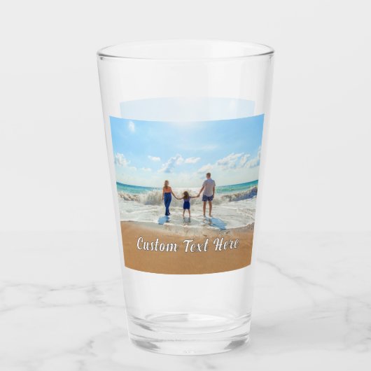 Uw foto en aangepaste tekst gepersonaliseerd glas (Voorkant)