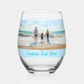 Uw foto en aangepaste tekst gepersonaliseerd wijnglas zonder voet (Achterkant)